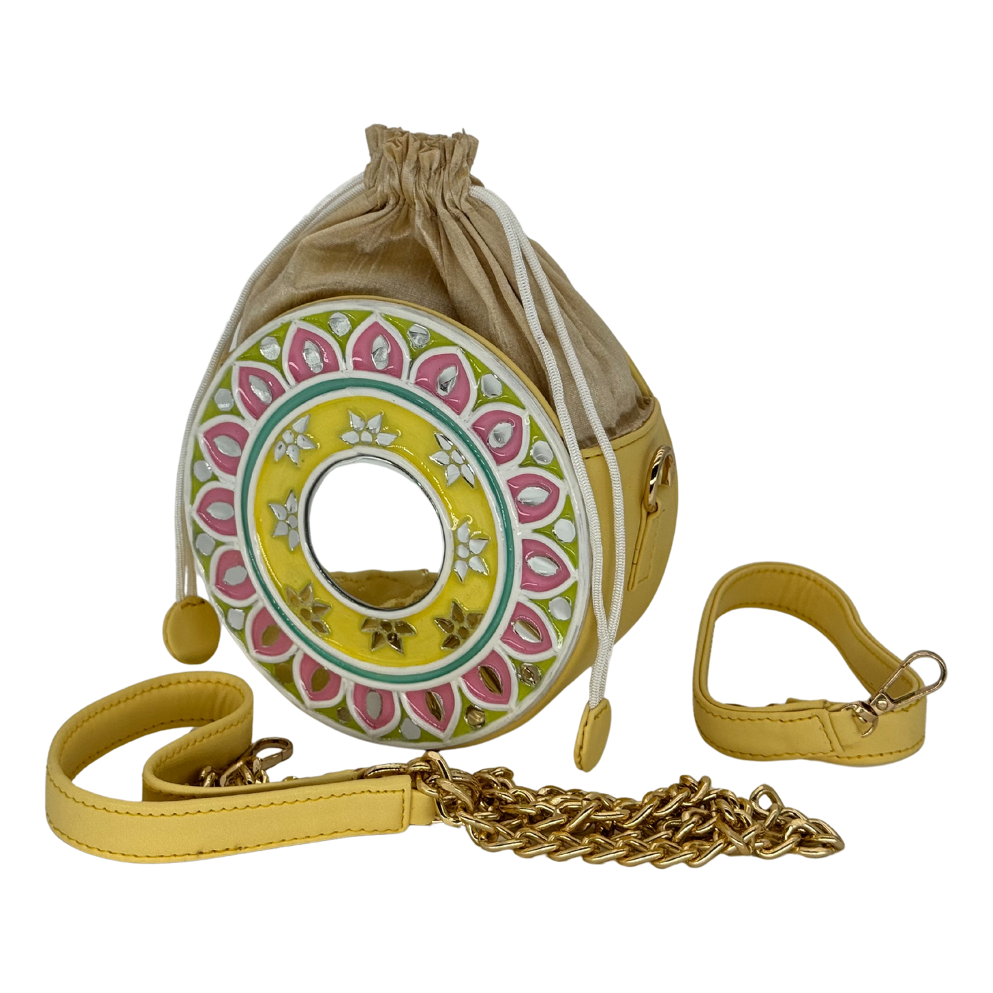 The Garden Halo Potli | Lippan Art Drum Bag