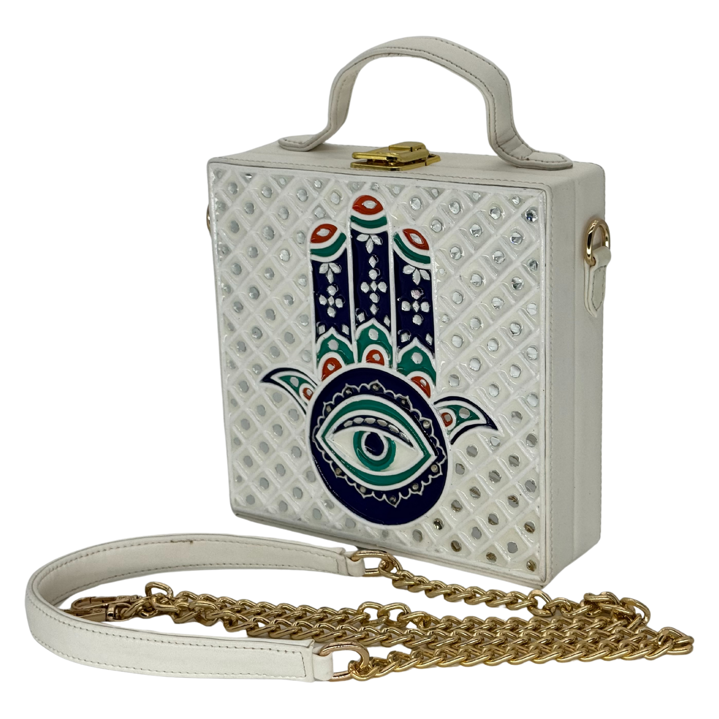The White Hamsa | Lippan Art Box Bag