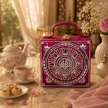 The Crimson Lotus | Lippan Art Box Bag