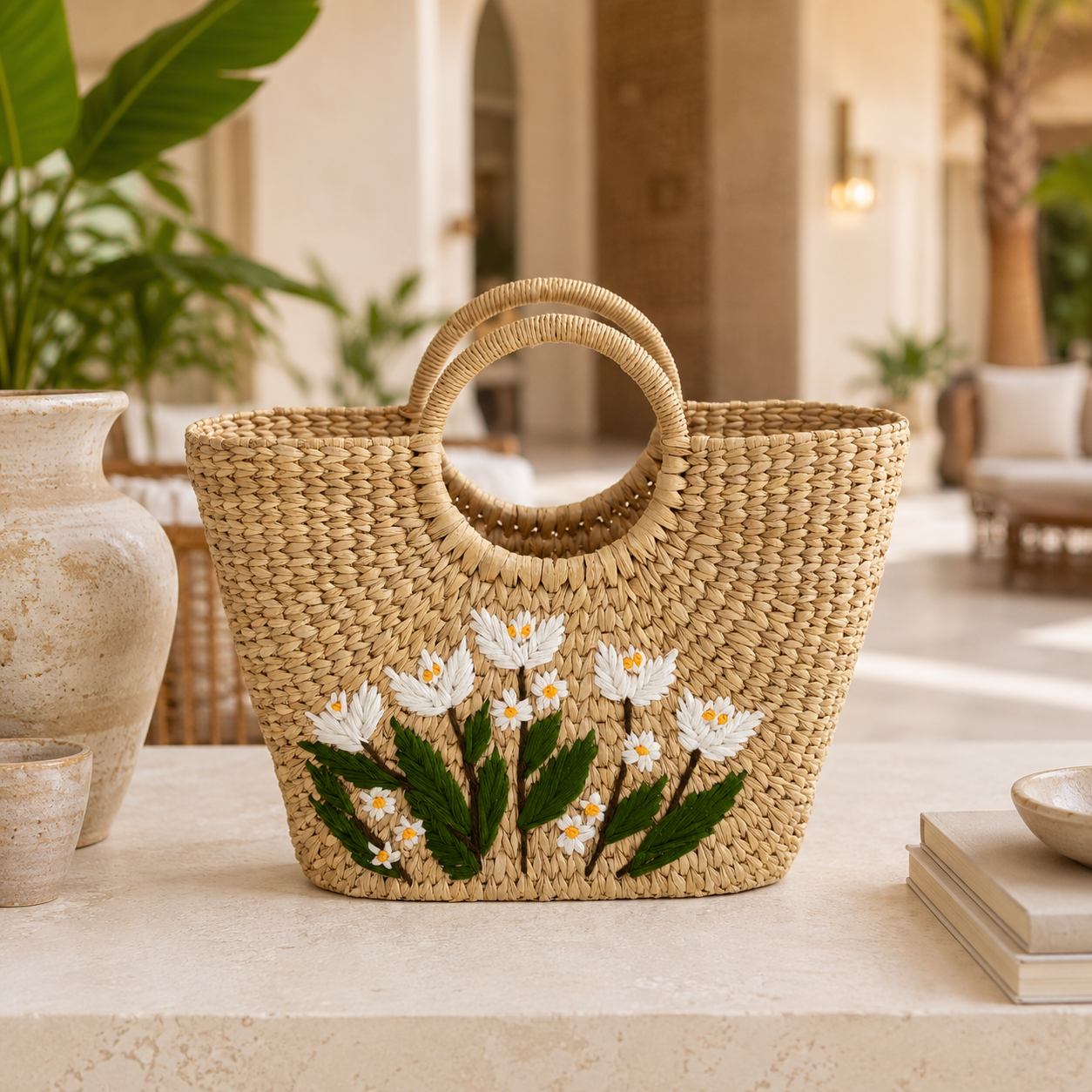 The White Daisy | Kauna Grass Large Bag