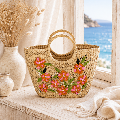 The Ochre Pink Flower Garden | Kauna Grass Large Bag