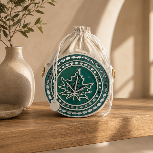 The Maple Leaf Potli | Lippan Art Drum Bag