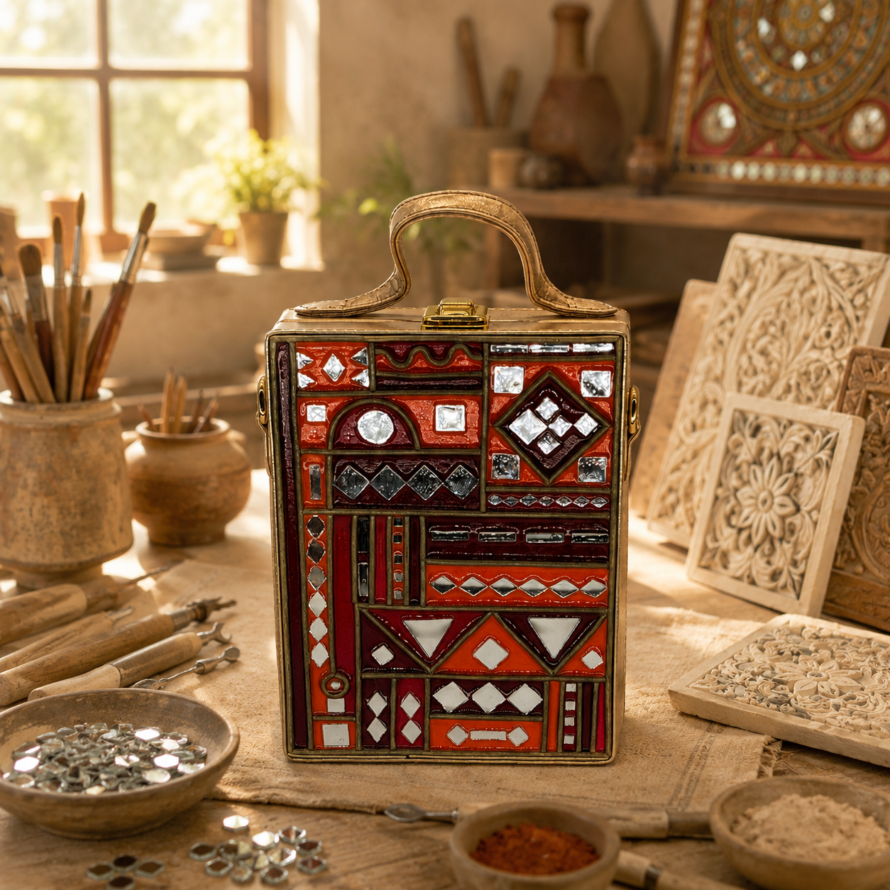 The Terracotta Archive | Lippan Art Box Bag Vertical