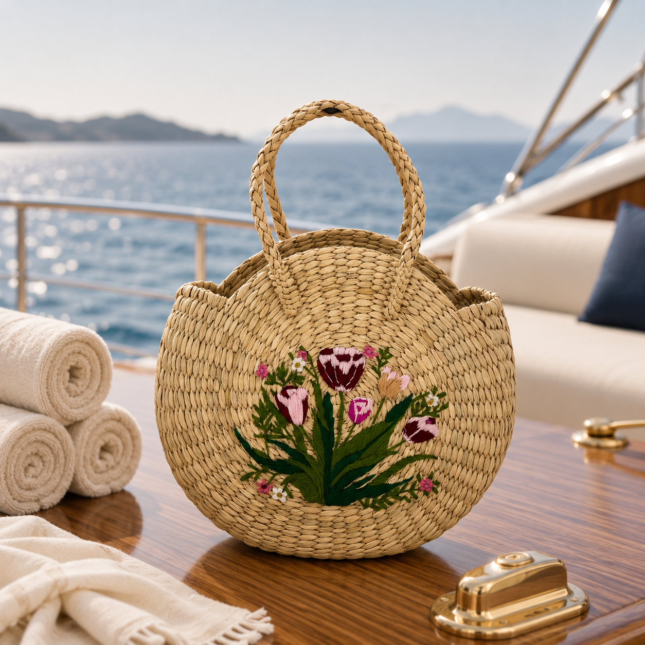The Garden Tulip | Kauna Grass Round Bag