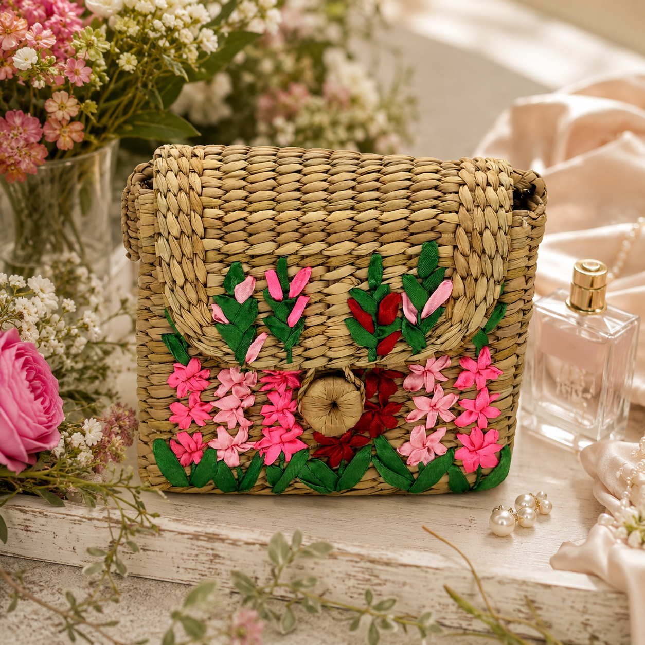 The Fuchsia Bloom Satchel | Kauna Grass Satchel