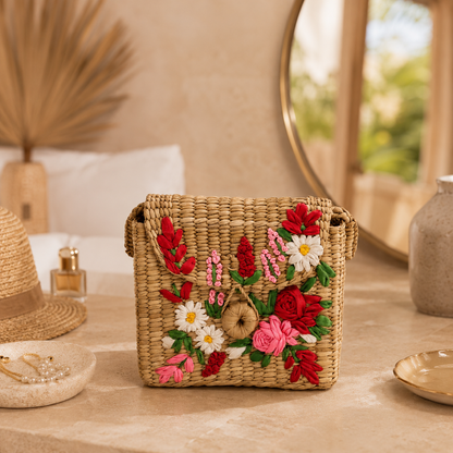 The Red Rose Satchel | Kauna Grass Satchel