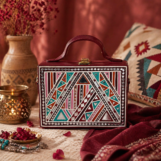 The Burgundy Triangle | Lippan Art Box Bag