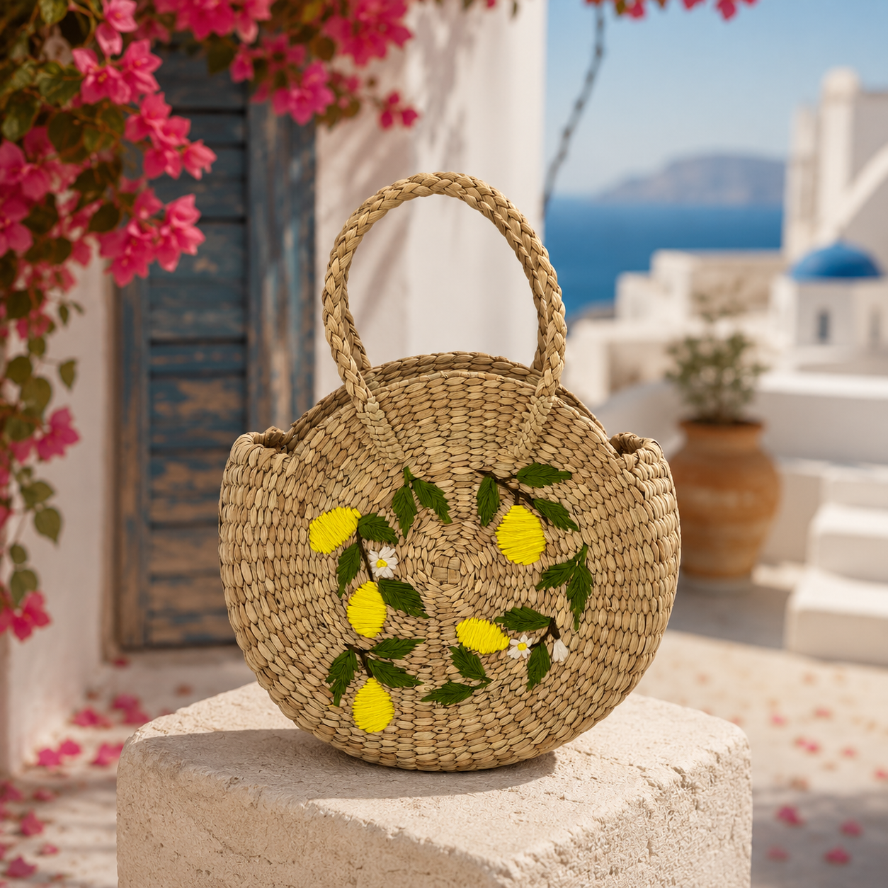 The Lemon Grove | Kauna Grass Round Bag