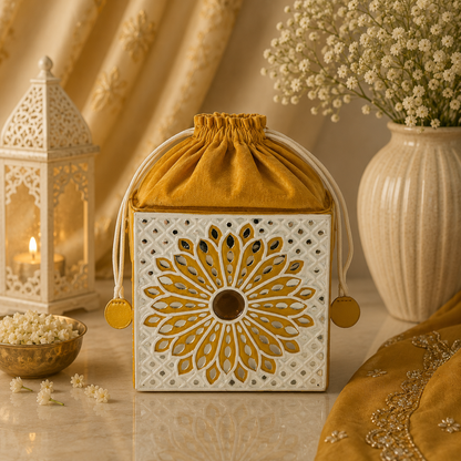 The Sunflower Mandala Potli | Lippan Art Potli Bag