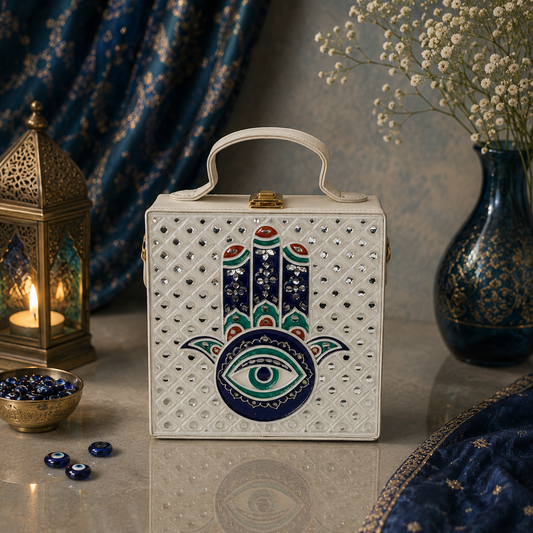 The White Hamsa | Lippan Art Box Bag
