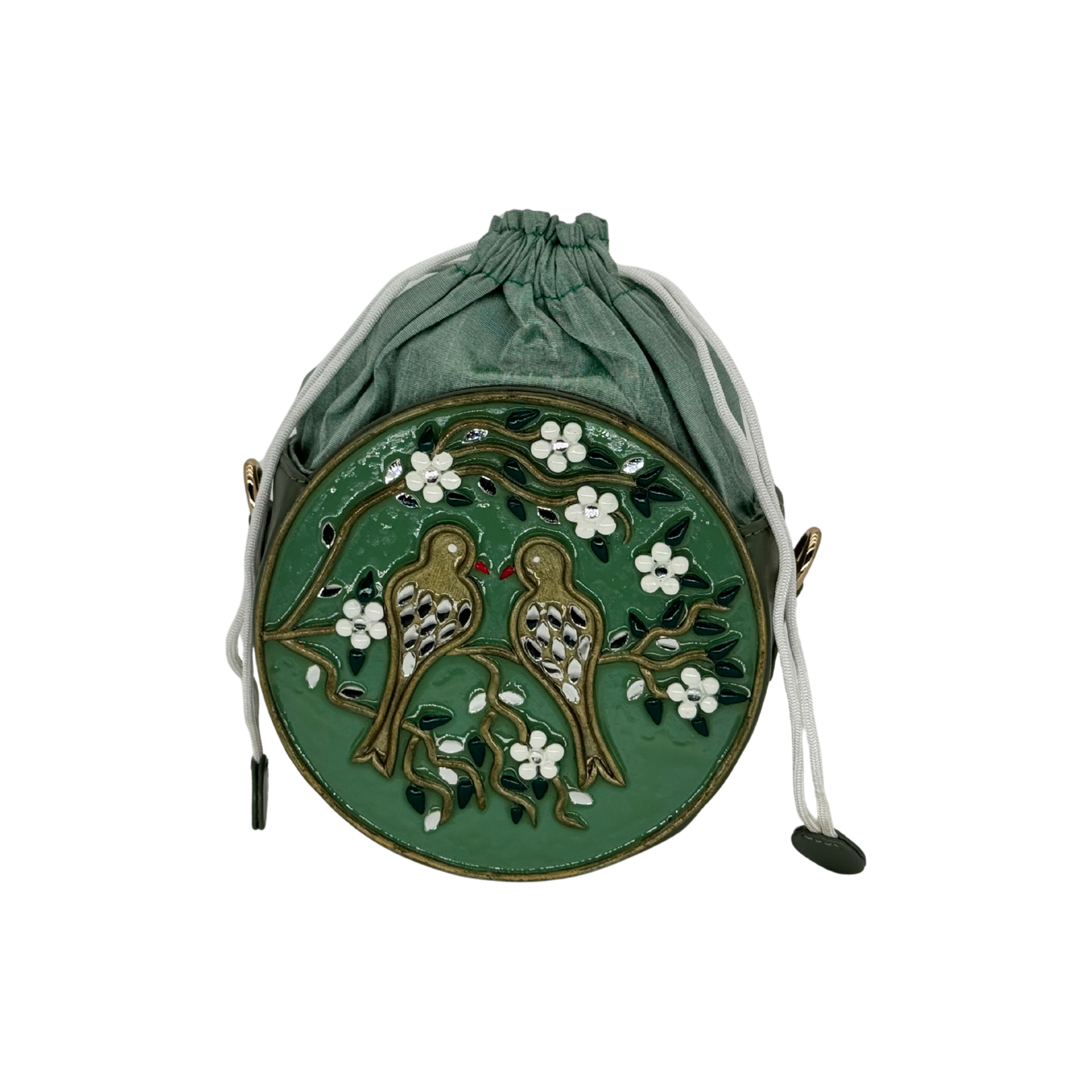 The Songbird Circle Potli | Lippan Art Drum Bag