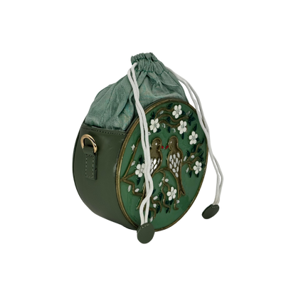 The Songbird Circle Potli | Lippan Art Drum Bag