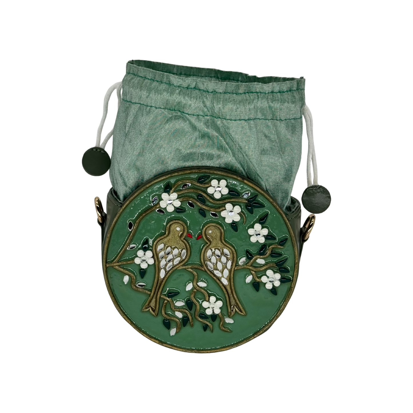 The Songbird Circle Potli | Lippan Art Drum Bag