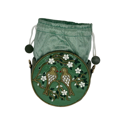 The Songbird Circle Potli | Lippan Art Drum Bag