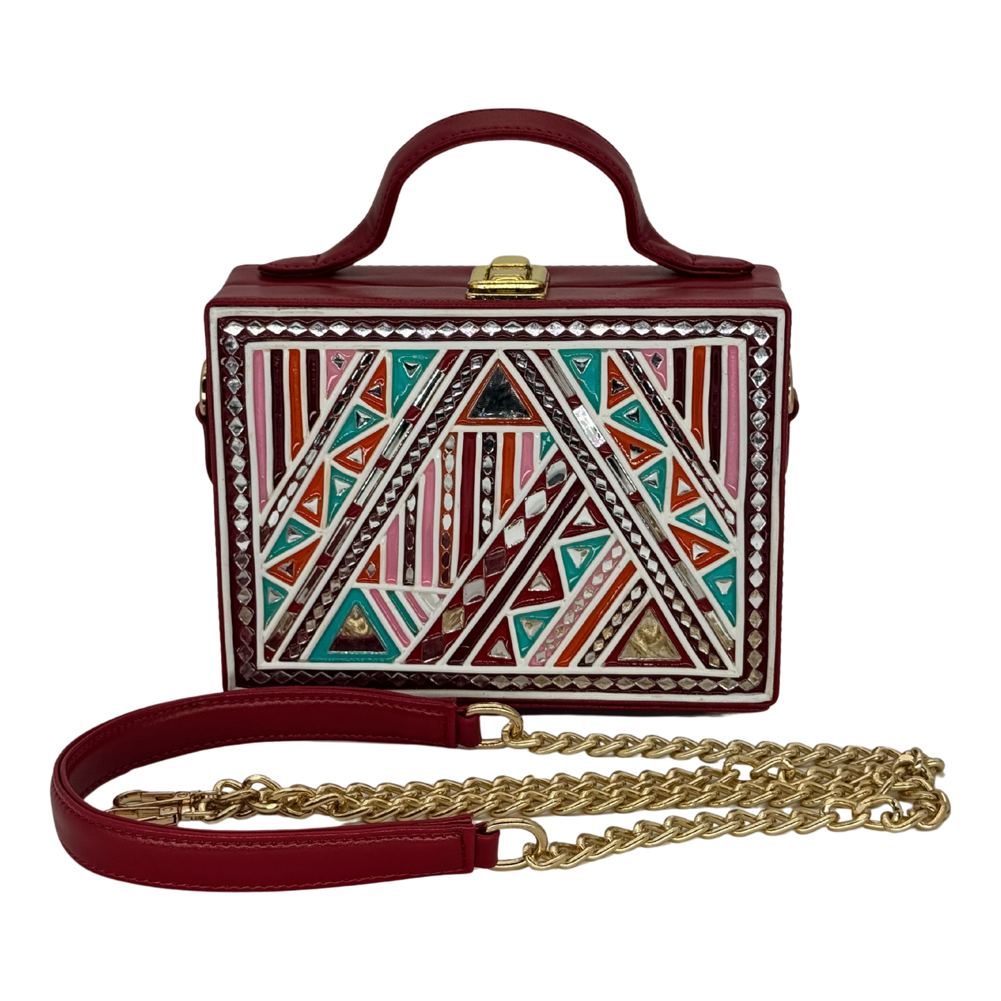 The Burgundy Triangle | Lippan Art Box Bag