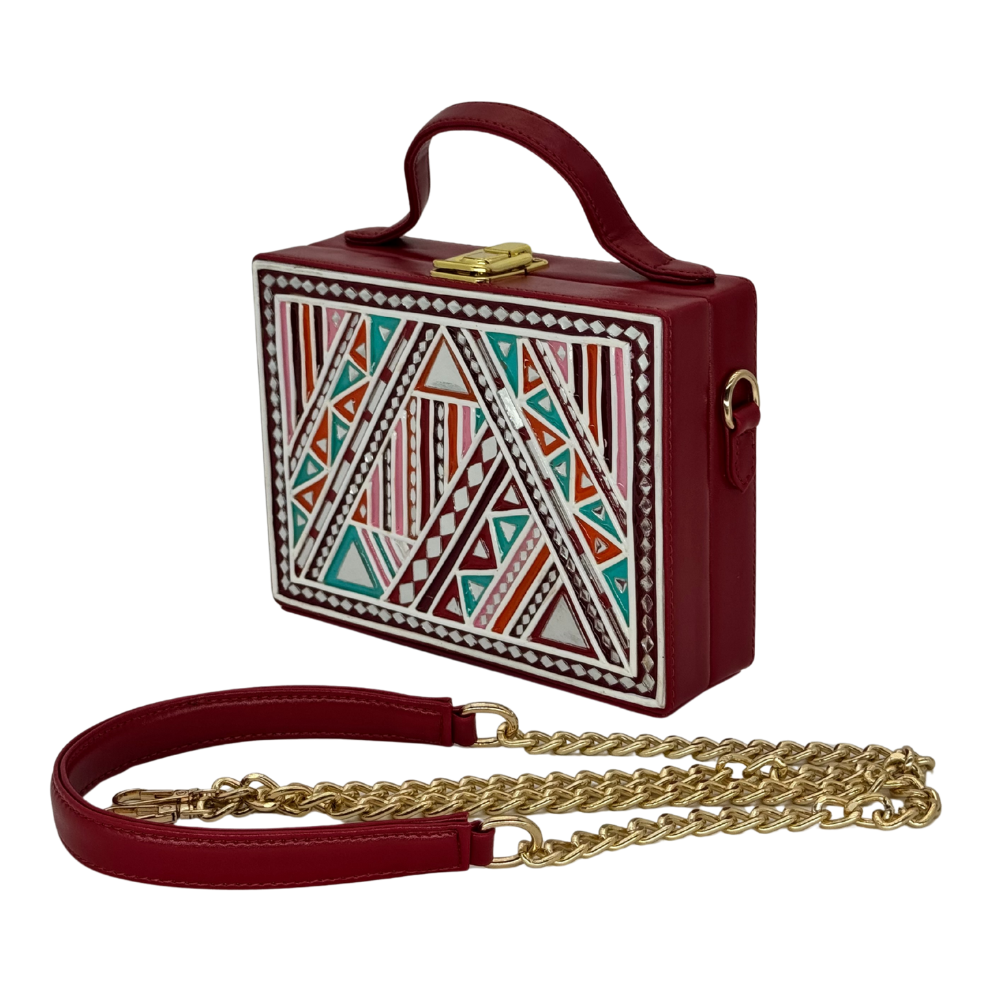 The Burgundy Triangle | Lippan Art Box Bag
