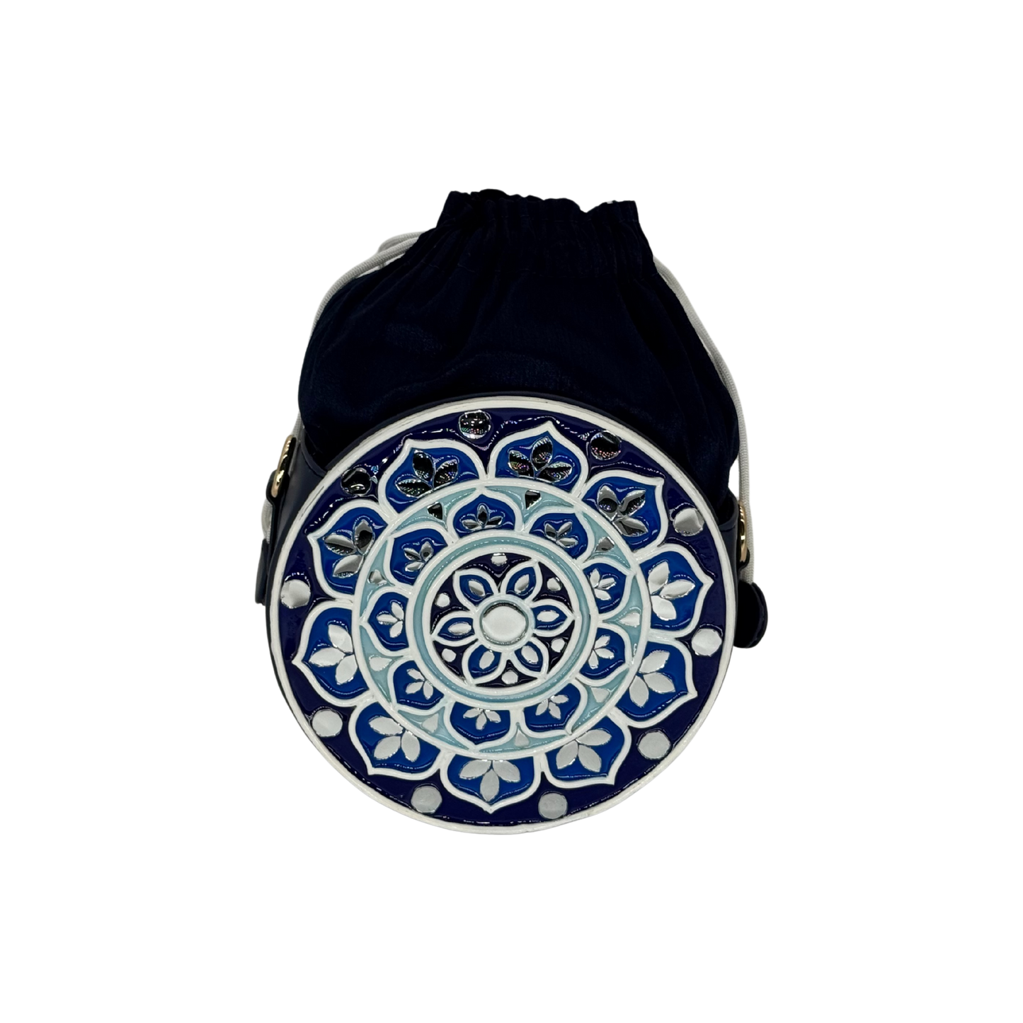 The Indigo Mandala Potli | Lippan Art Drum Bag
