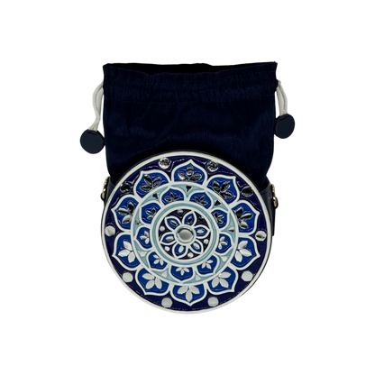 The Indigo Mandala Potli | Lippan Art Drum Bag