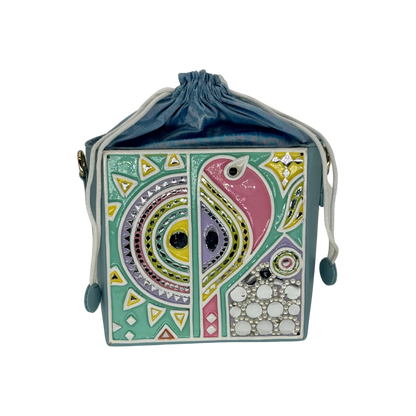 The Teal Bird Potli | Lippan Art Potli Bag